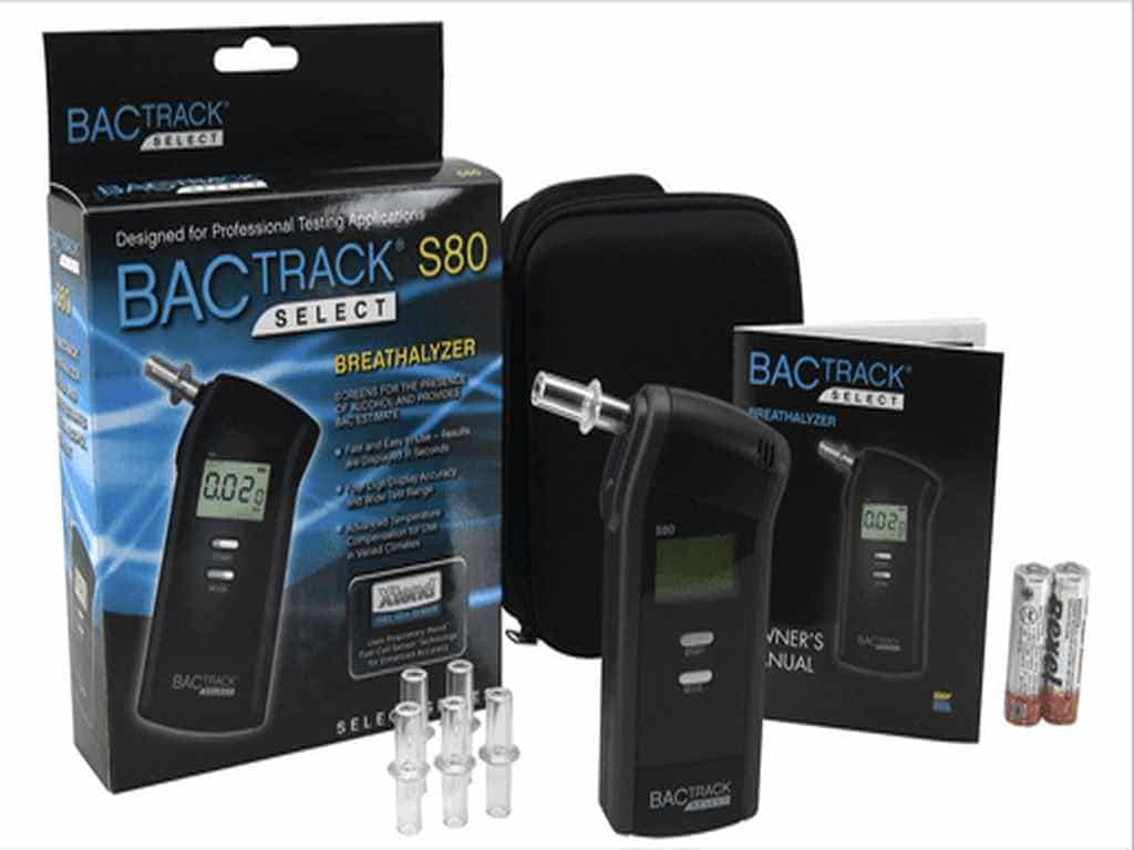 Complete set of the BACtrack S80 breathalyser